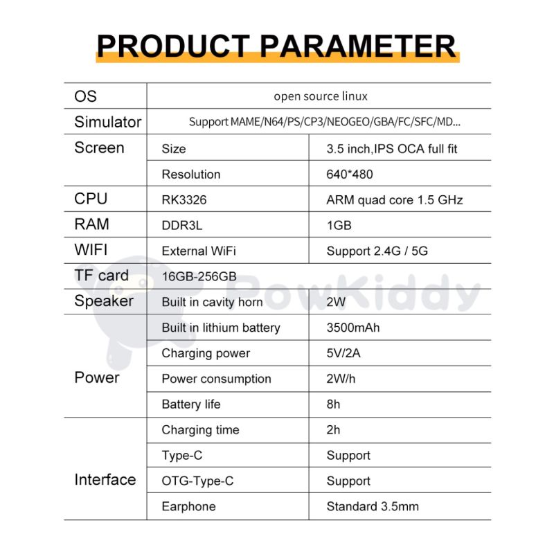 POWKIDDY, nueva consola de juegos portátil RGB20S, sistema Retro de código abierto RK3326, pantalla IPS 4:3 de 3,5 pulgadas, regalos para niños