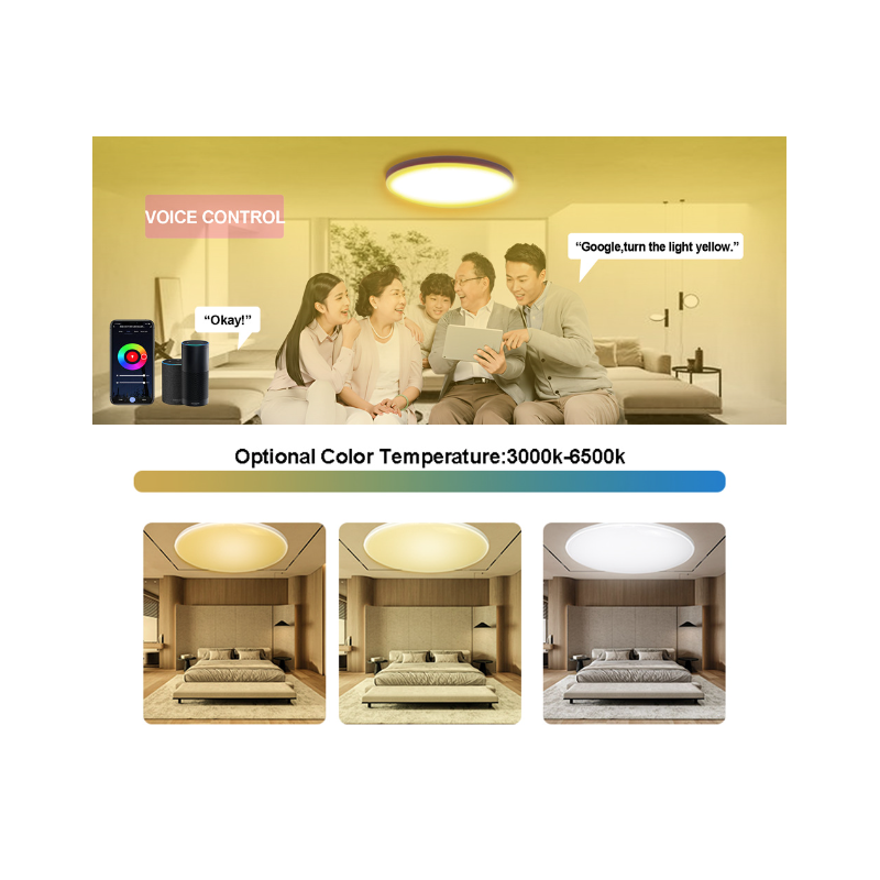 Luz de techo inteligente Tuya Zigbee, 24W, Wifi, RGBCW, lámpara Led de techo para sala de estar, decoración del hogar, lámpara inteligente para Alexa