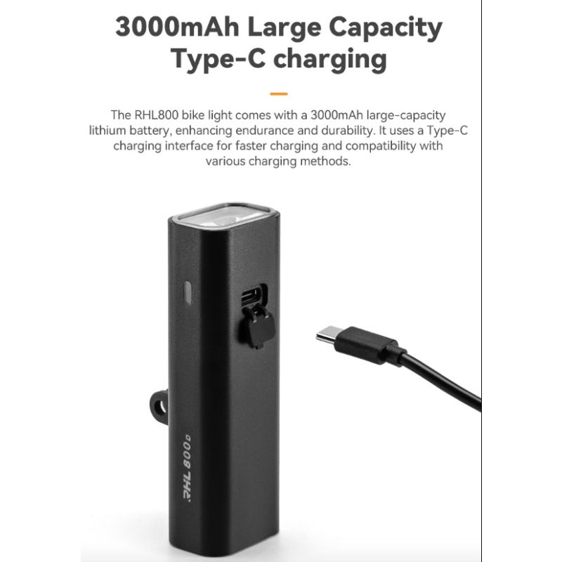 ROCKBROS RHL-1000LUMEN luz delantera de bicicleta impermeable tipo c recargable luz de bicicleta faro LED MTB lámpara de bicicleta