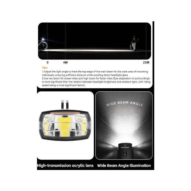 ROCKBROS RHL3000 Luz de bicicleta 10000mAH linterna luz delantera de la bicicleta impermeable MTB Ciclismo de Carretera faro