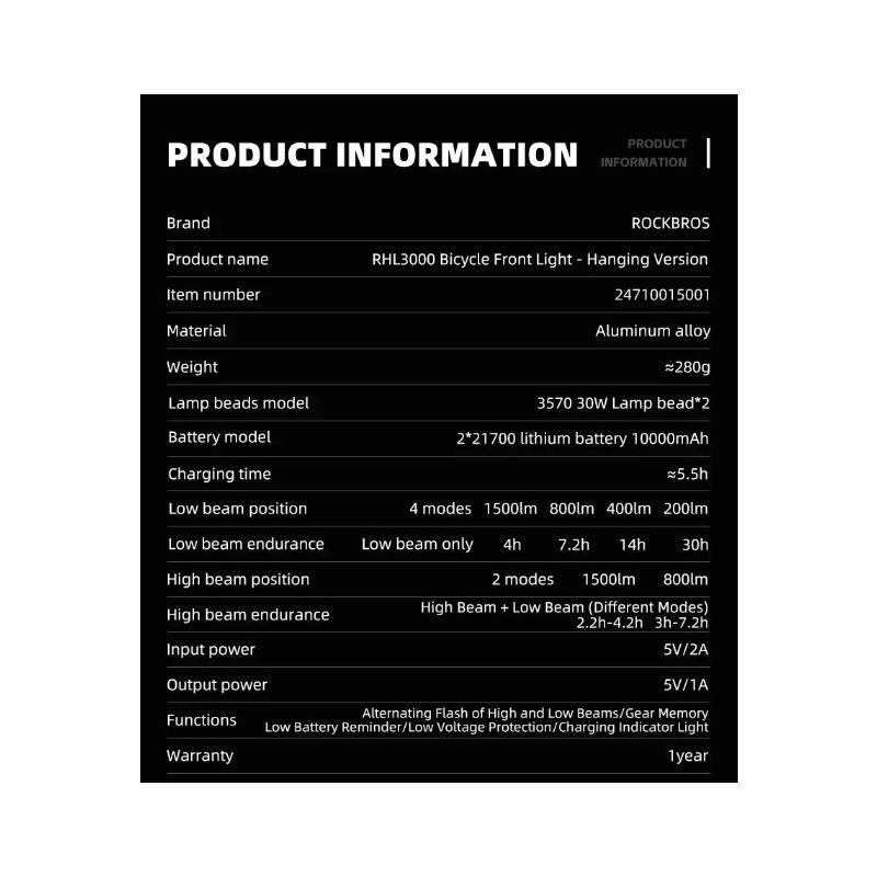 ROCKBROS RHL3000 Luz de bicicleta 10000mAH linterna luz delantera de la bicicleta impermeable MTB Ciclismo de Carretera faro