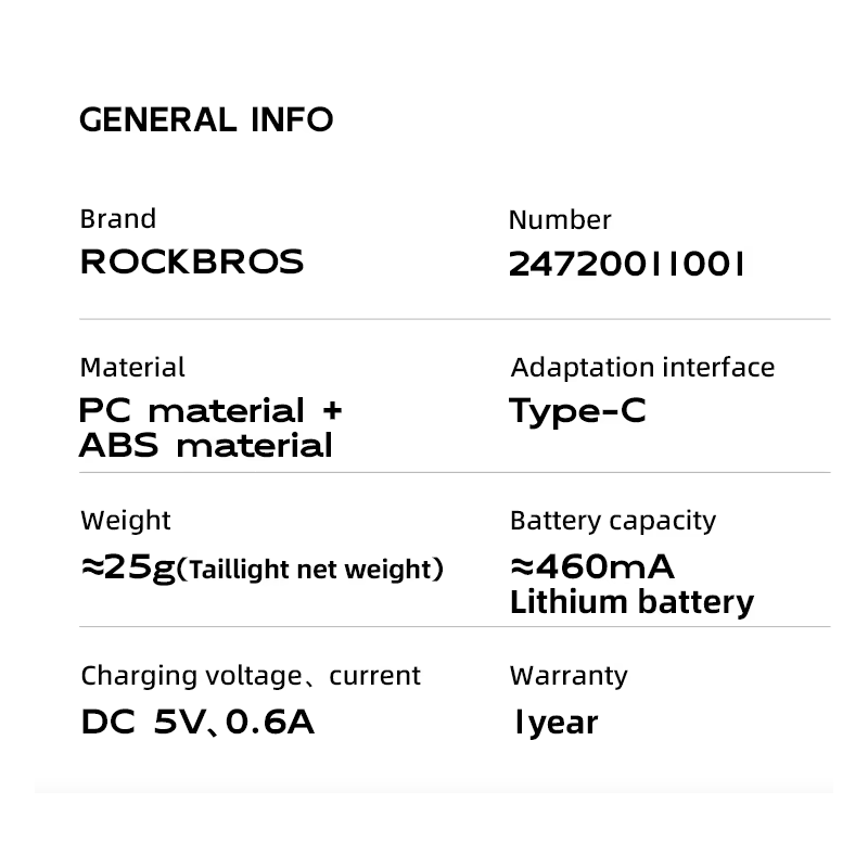 ROCKBROS Smart Bicycle Rear Light IP64 Waterproof Warning taillights Type-C Charging Brake Sensing Tail Light Night Cycling Light Bike Accessories