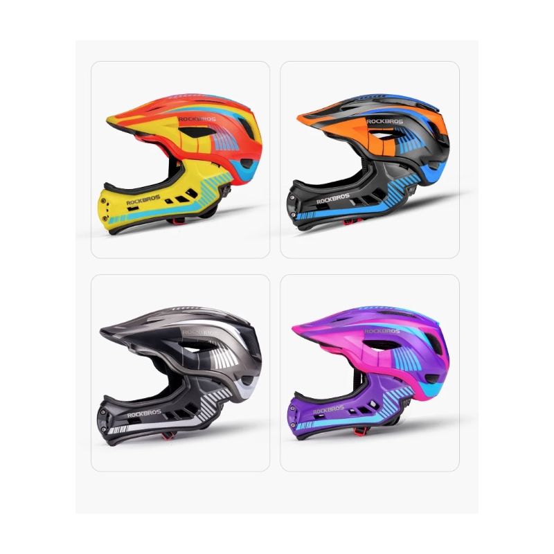 ROCKBROS-casco de ciclismo para niños, casco deportivo de seguridad de cara completa desmontable para niños y adolescentes, casco cruzado con Motor para bicicleta de montaña y Scooter