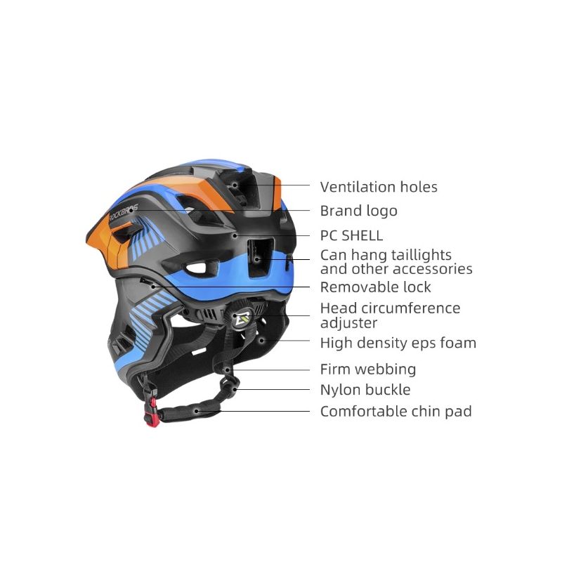 ROCKBROS-casco de ciclismo para niños, casco deportivo de seguridad de cara completa desmontable para niños y adolescentes, casco cruzado con Motor para bicicleta de montaña y Scooter