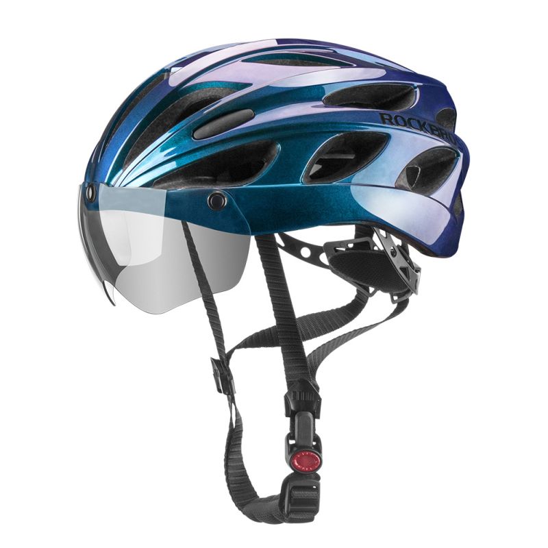 ROCKBROS-casco de bicicleta EPS, moldeado integralmente, transpirable, gafas para casco de ciclismo, lentes Aero MTB, Casco de Bicicleta de carretera