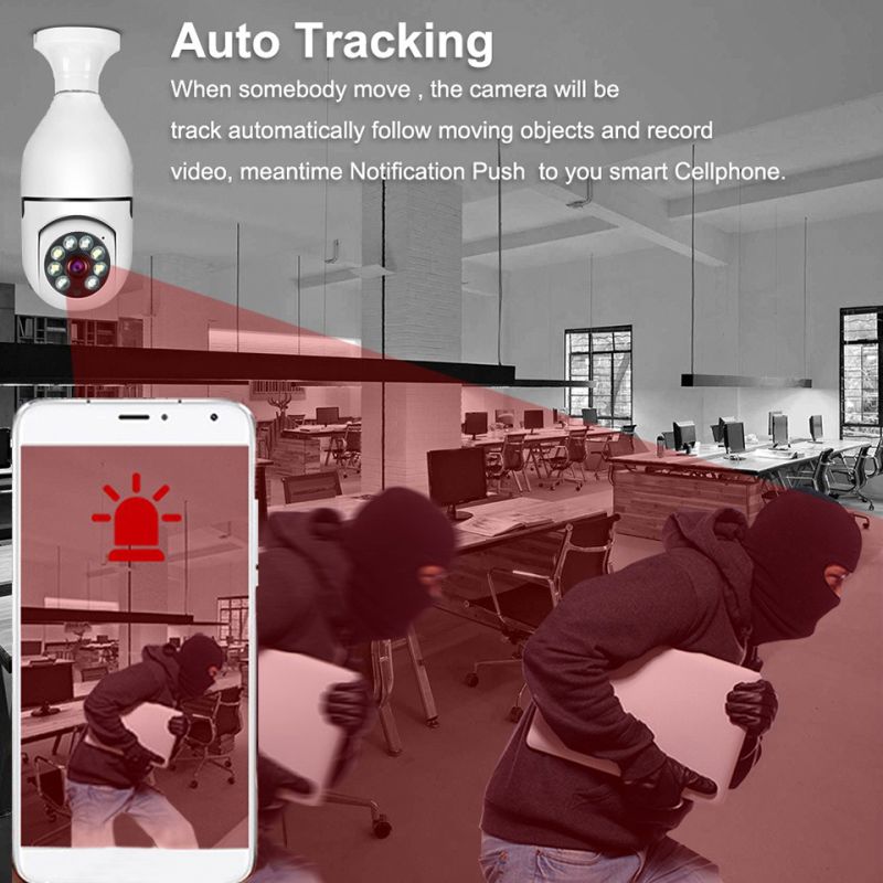 5G Wifi E27 bombilla cámara de vigilancia visión nocturna a todo Color seguimiento humano automático 4X Zoom Digital Video seguridad Monitor Cam