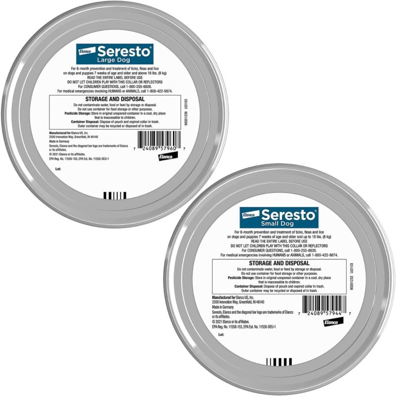 Collar de prevención y tratamiento contra pulgas y garrapatas recomendado por veterinarios para perros grandes Seresto 8 meses de protección
