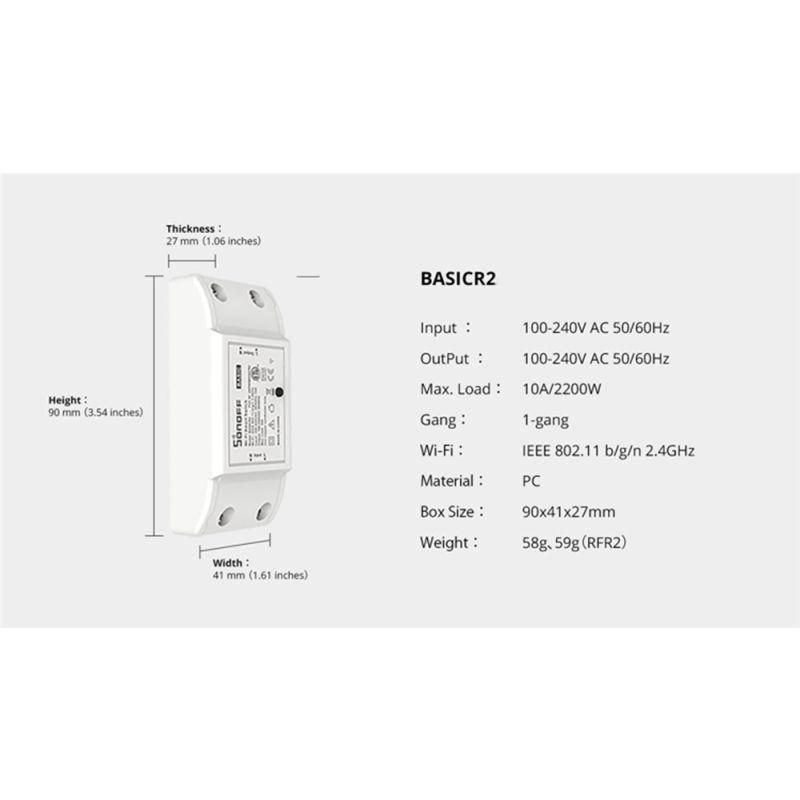 SONOFF-Módulo de interruptor Wifi R2 básico, temporizador de interruptor Wifi Universal, interruptor de luz inteligente Wifi DIY para trabajo en casa inteligente con Alexa