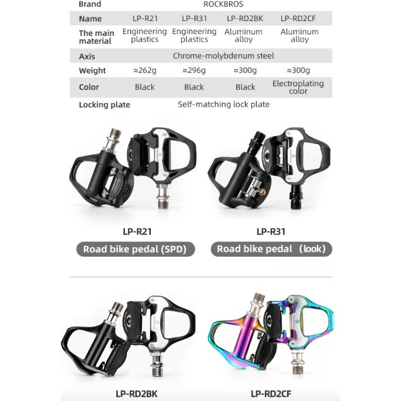 ROCKBROS SPD-SL-pedales autoblocantes para bicicleta de carretera, aleación de aluminio ultraligera, 2 rodamientos sellados