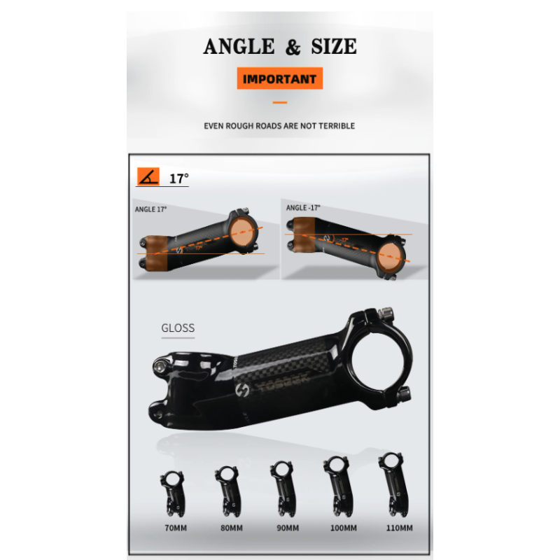 TOSEEK vástago de manillar de bicicleta 28,6-31,8mm aluminio  vástago de carbono Angle6 17 vástago de manillar de bicicleta de montaña piezas de repuesto para bicicleta