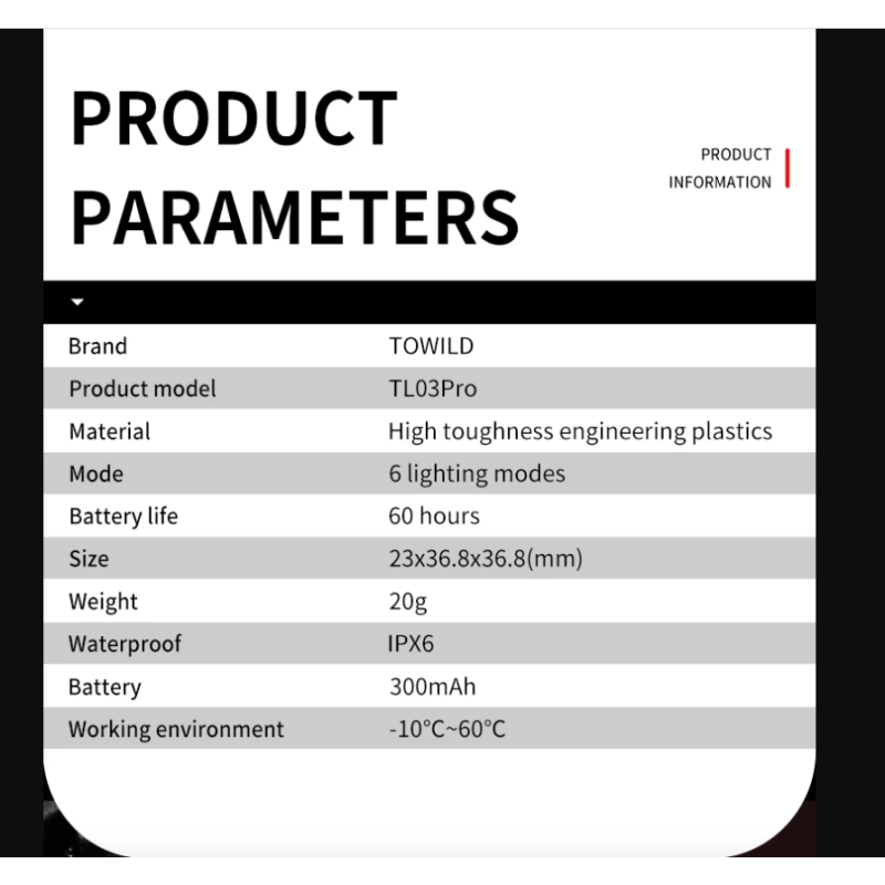 Luz trasera LED para bicicleta TOWILD TL03Pro