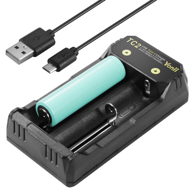 Cargador USB tipo C TC2 para batería de iones de litio de 3,7 V a 4,2 V (18650/16340/21700)