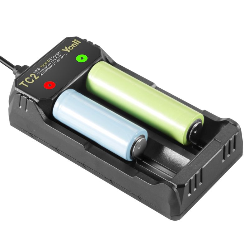 Cargador USB tipo C TC2 para batería de iones de litio de 3,7 V a 4,2 V (18650/16340/21700)