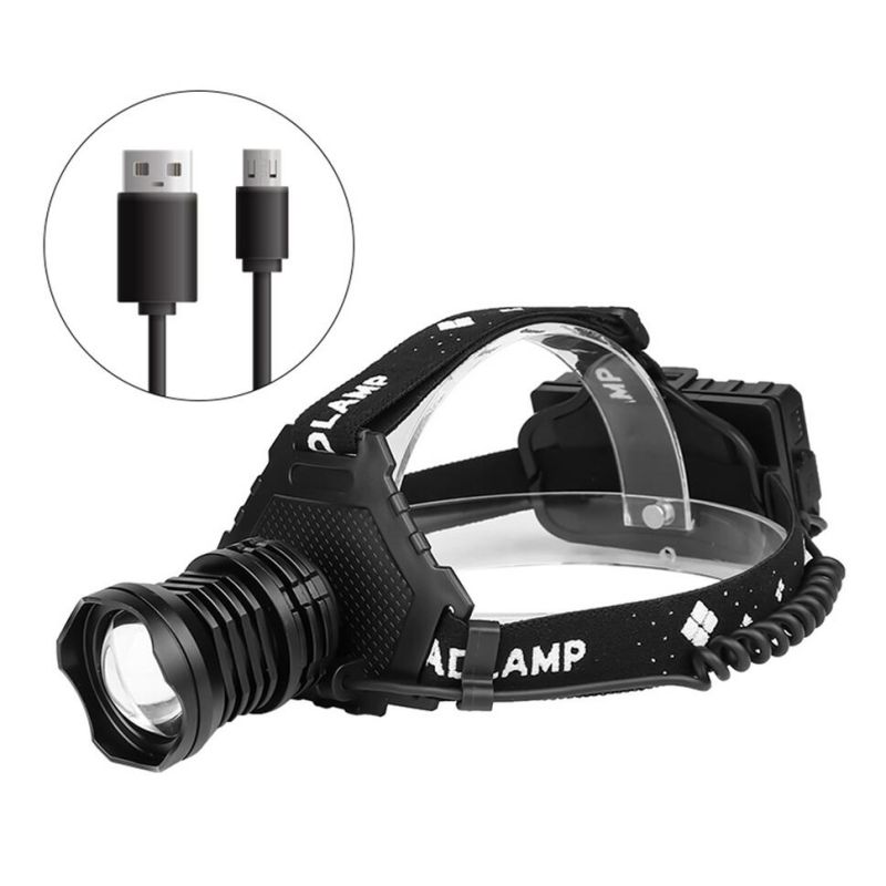 Lámpara de cabeza de 8000LM Lámpara de cabeza de 8000lm de 8000lm de 8000lm USB Faro recargable USB Amplio zoom Amplia luz de pesca Uso 18650 Batería