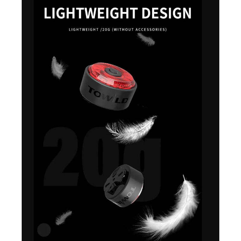 Luz trasera LED inteligente para bicicleta TOWILD TL03 con sensor de freno automático, luz trasera para bicicleta, luz de advertencia para bicicleta