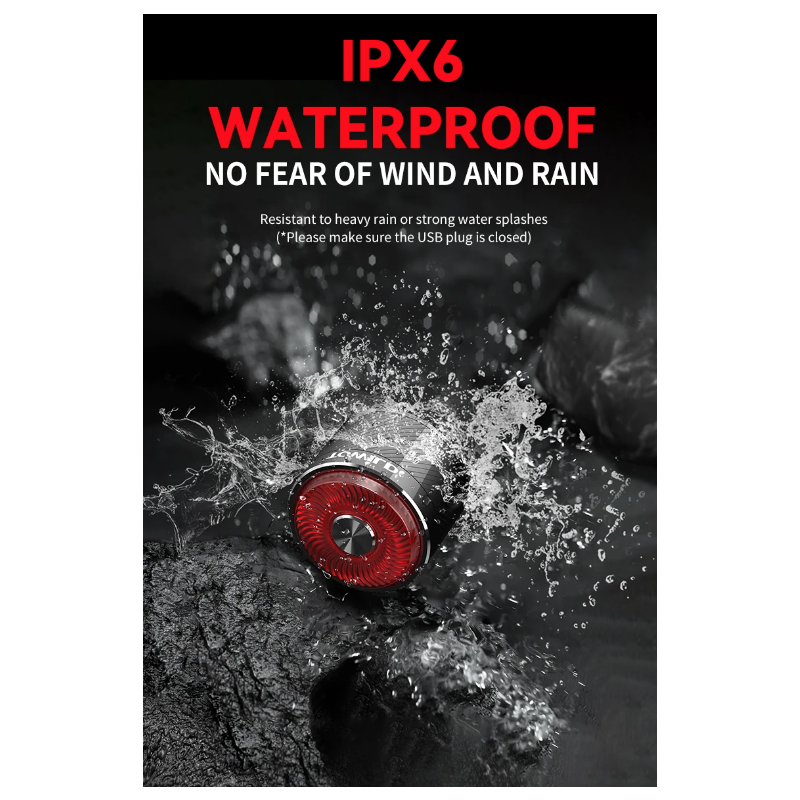 Luz trasera inteligente para bicicleta TOWILD TL05 con sensor de freno automático, IPX6, resistente al agua, carga USB, luz LED para ciclismo, luz trasera de advertencia