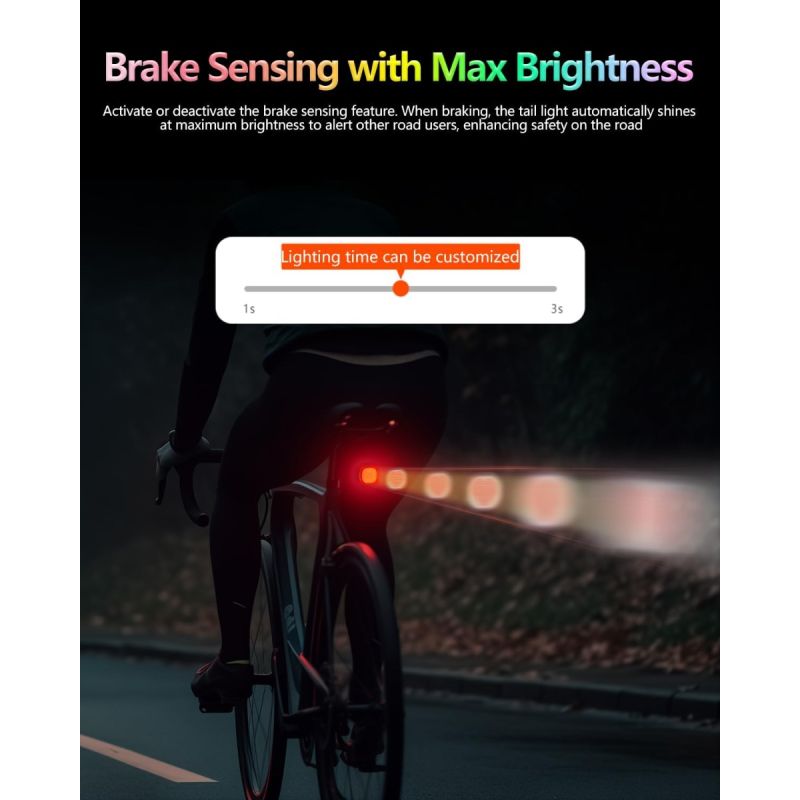 TOWILD TL08 Bike Tail Light, Customized Patterns Full-Color Bike Rear Light, Brake Sensing, USB-C Rechargeable Bicycle Taillights