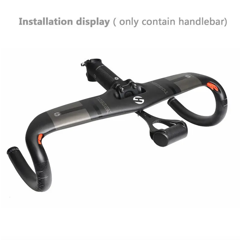 Manillar totalmente de carbono TOSEEK 400-440mm31,8mm Manillar de bicicleta de carretera sin rosca integrado carreras Drop Bikes Bar accesorios de bicicleta