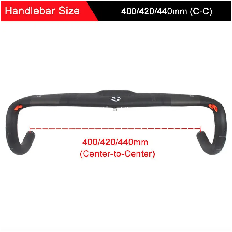 Manillar totalmente de carbono TOSEEK 400-440mm31,8mm Manillar de bicicleta de carretera sin rosca integrado carreras Drop Bikes Bar accesorios de bicicleta