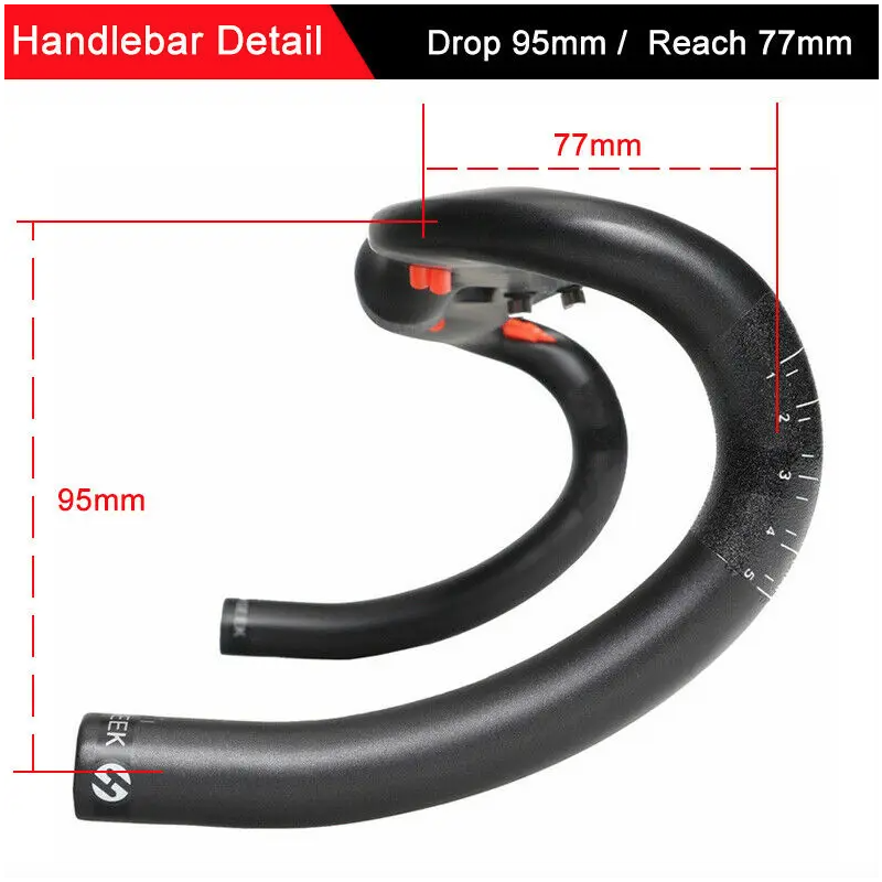 Manillar totalmente de carbono TOSEEK 400-440mm31,8mm Manillar de bicicleta de carretera sin rosca integrado carreras Drop Bikes Bar accesorios de bicicleta