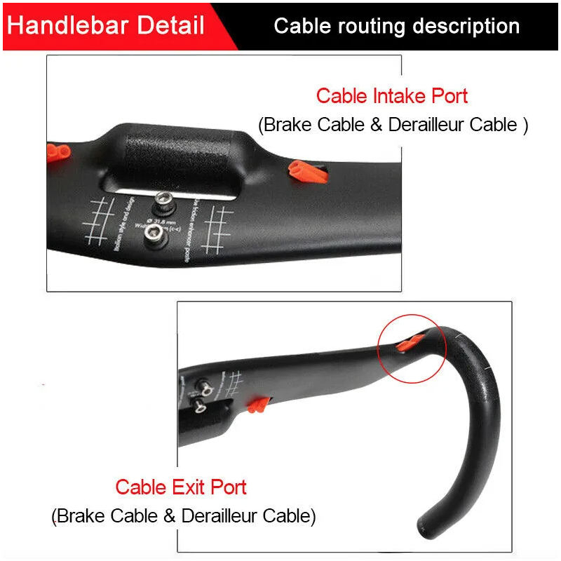 Manillar totalmente de carbono TOSEEK 400-440mm31,8mm Manillar de bicicleta de carretera sin rosca integrado carreras Drop Bikes Bar accesorios de bicicleta