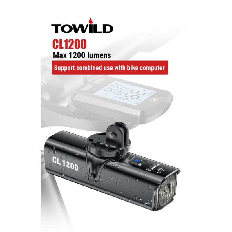 TOWILD CL1200 1200LM Luz de bicicleta Lámpara delantera USB recargable LED 21700 4000mAh Luz de bicicleta Faro de bicicleta impermeable