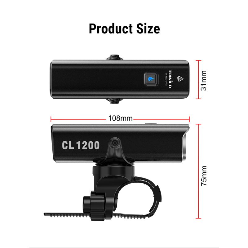 TOWILD CL1200 1200LM Luz de bicicleta Lámpara delantera USB recargable LED 21700 4000mAh Luz de bicicleta Faro de bicicleta impermeable