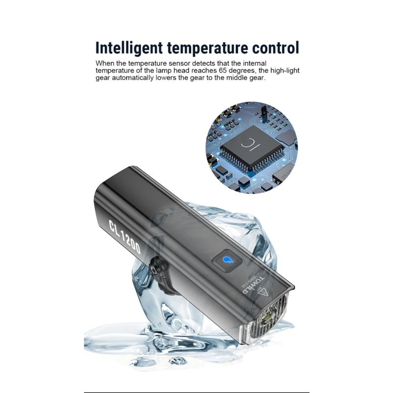 TOWILD CL1200 1200LM Luz de bicicleta Lámpara delantera USB recargable LED 21700 4000mAh Luz de bicicleta Faro de bicicleta impermeable