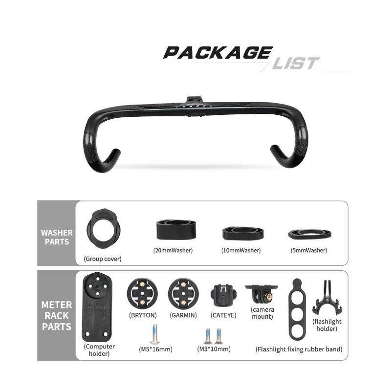 TOSEEK TR5500 bicicleta de carretera vástago de fibra de carbono integrado manillar de bicicleta ultraligero 28,6mm accesorios de piezas de ciclismo