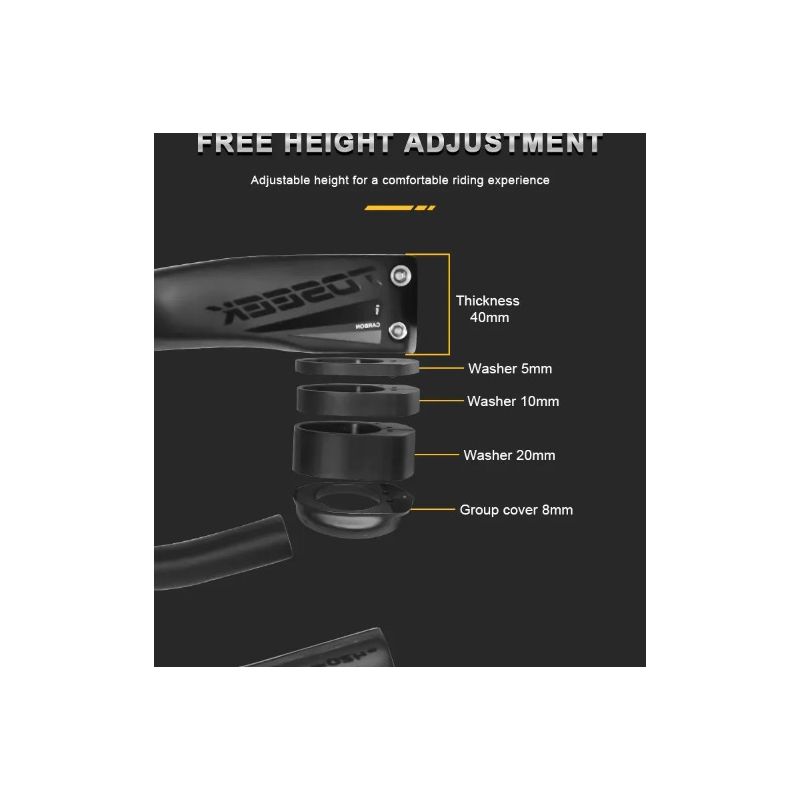 TOSEEK TR5500 bicicleta de carretera vástago de fibra de carbono integrado manillar de bicicleta ultraligero 28,6mm accesorios de piezas de ciclismo