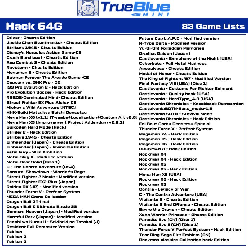 True Blue Mini Crackhead Pack 32G/64G Fight Pack PS ONE MINI