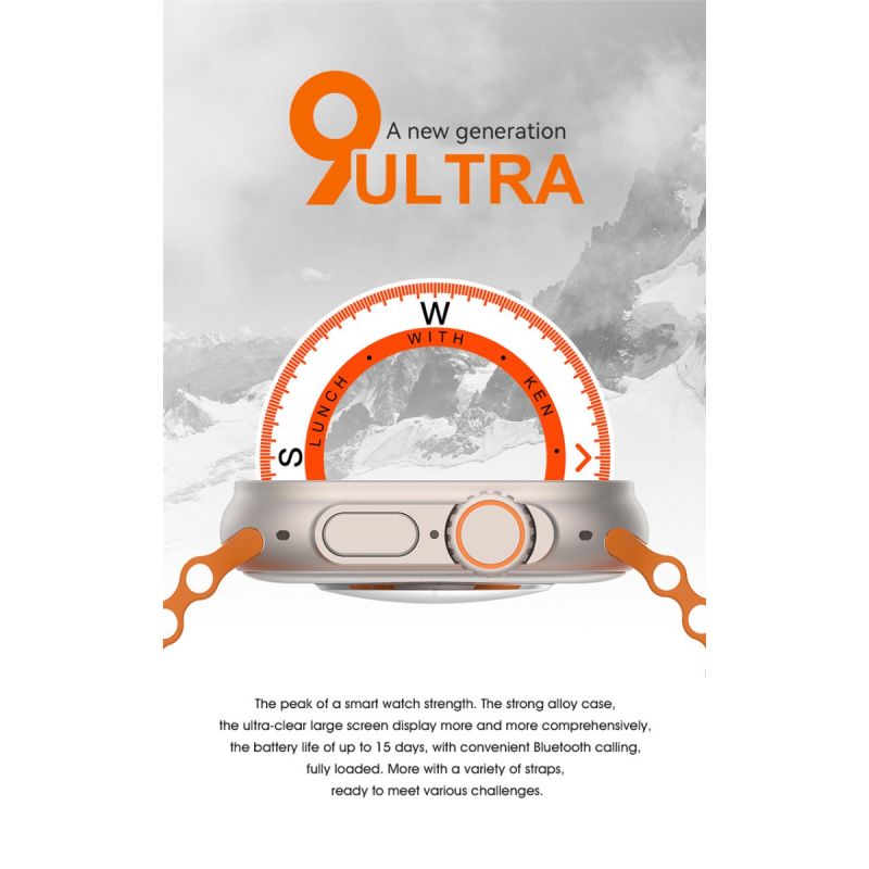 Reloj inteligente de 49 mm Ultra 9 Bluetooth Llamada NFC Brújula GPS Ruta Seguimiento Ip68 Smartwatch