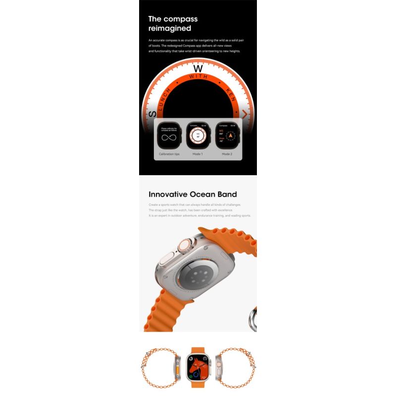 Reloj inteligente de 49 mm Ultra 9 Bluetooth Llamada NFC Brújula GPS Ruta Seguimiento Ip68 Smartwatch