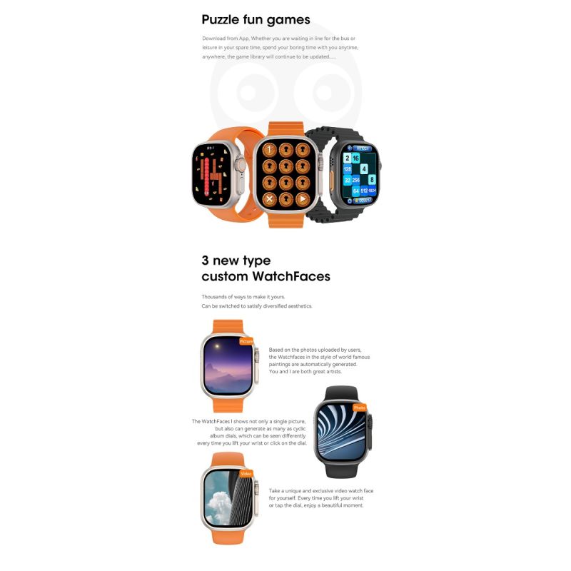 Reloj inteligente de 49 mm Ultra 9 Bluetooth Llamada NFC Brújula GPS Ruta Seguimiento Ip68 Smartwatch