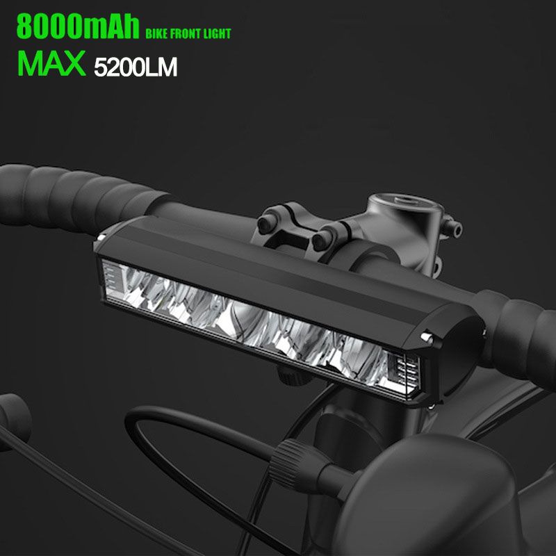 Luz delantera de bicicleta LED 5200Lumen Luz de bicicleta 8000mAh Linterna impermeable Carga USB MTB Accesorios de lámpara de ciclismo de carretera