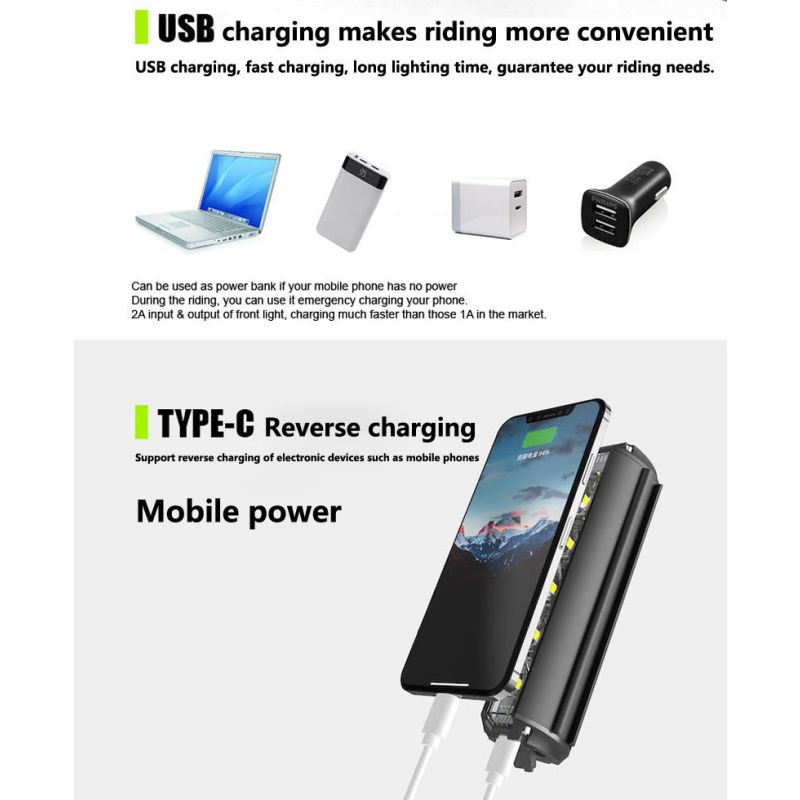 Luz delantera de bicicleta LED 5200Lumen Luz de bicicleta 8000mAh Linterna impermeable Carga USB MTB Accesorios de lámpara de ciclismo de carretera