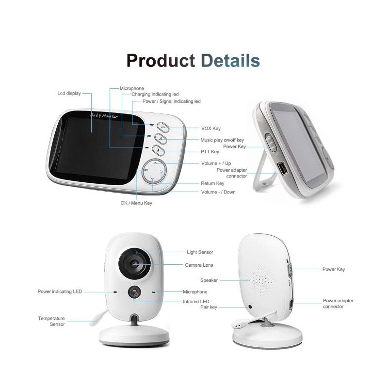 VB603 Video Baby Monitor 2.4G Madre Niños Audio bidireccional Cámaras de vigilancia de visión nocturna