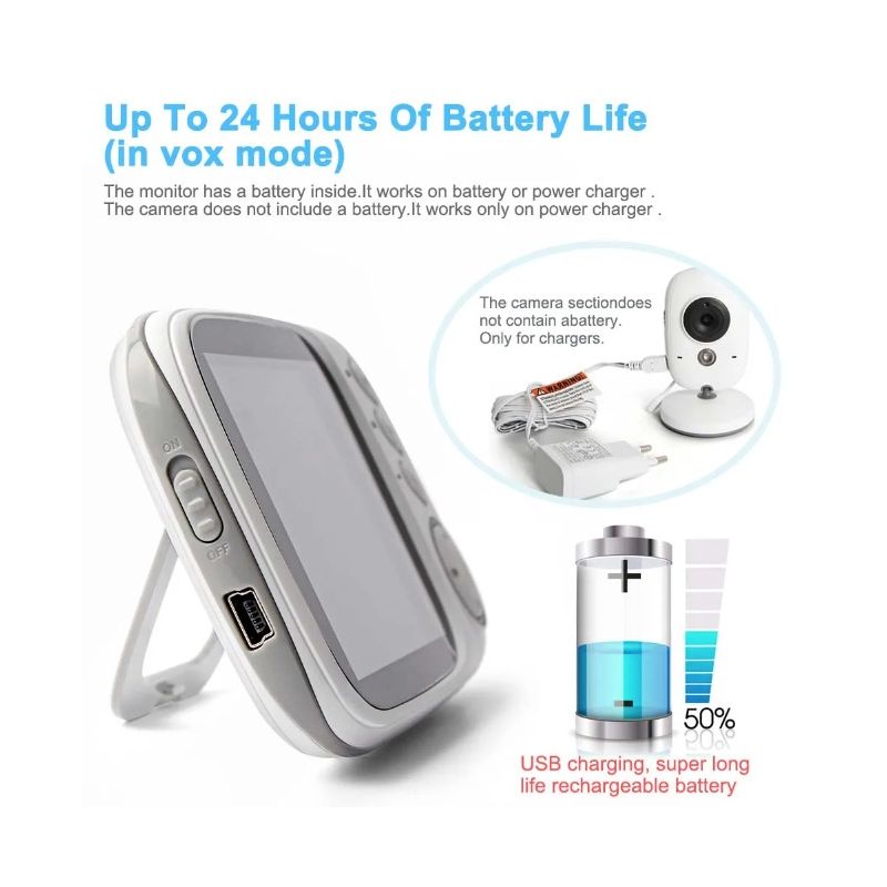 VB603 Video Baby Monitor 2.4G Madre Niños Audio bidireccional Cámaras de vigilancia de visión nocturna