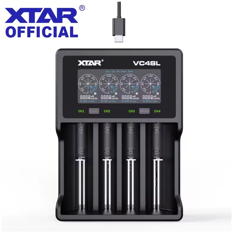 Cargador de batería XTAR VC4SL 18650 21700 USB C QC3.0 de carga rápida, 1,2 V, Ni-MH, AAA, AA, recargable de litio