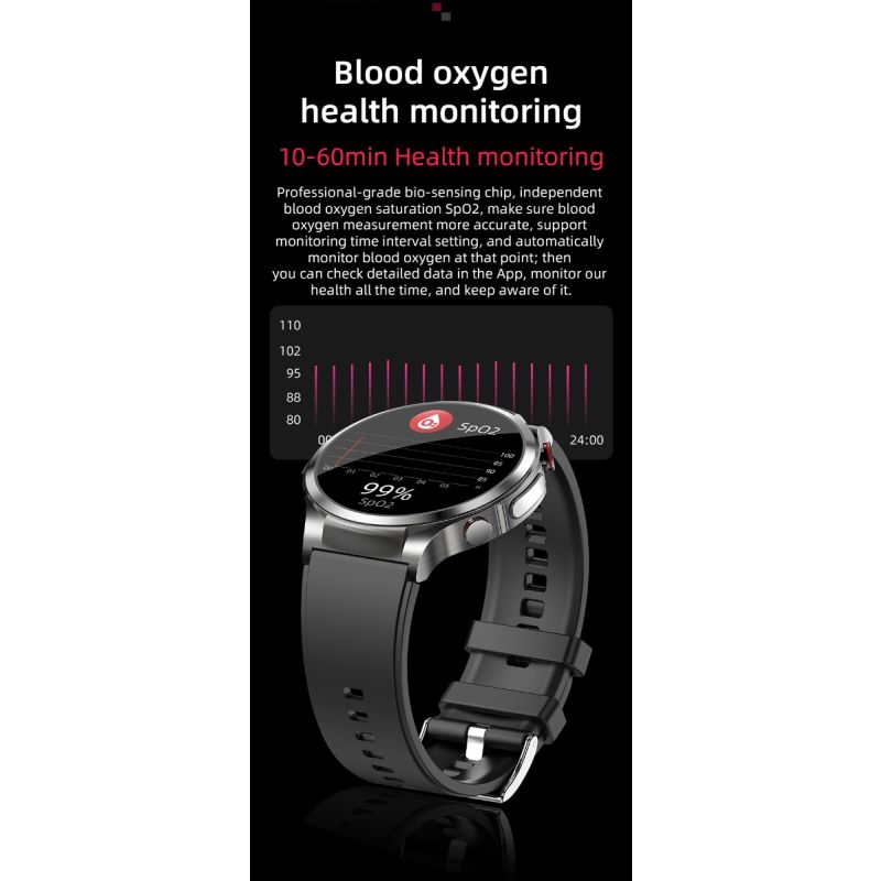 Reloj inteligente W11 de 1,32 pulgadas, frecuencia cardíaca HD, azúcar en sangre no invasivo, ECG  PPG, temperatura corporal, frecuencia cardíaca, pulsera inteligente