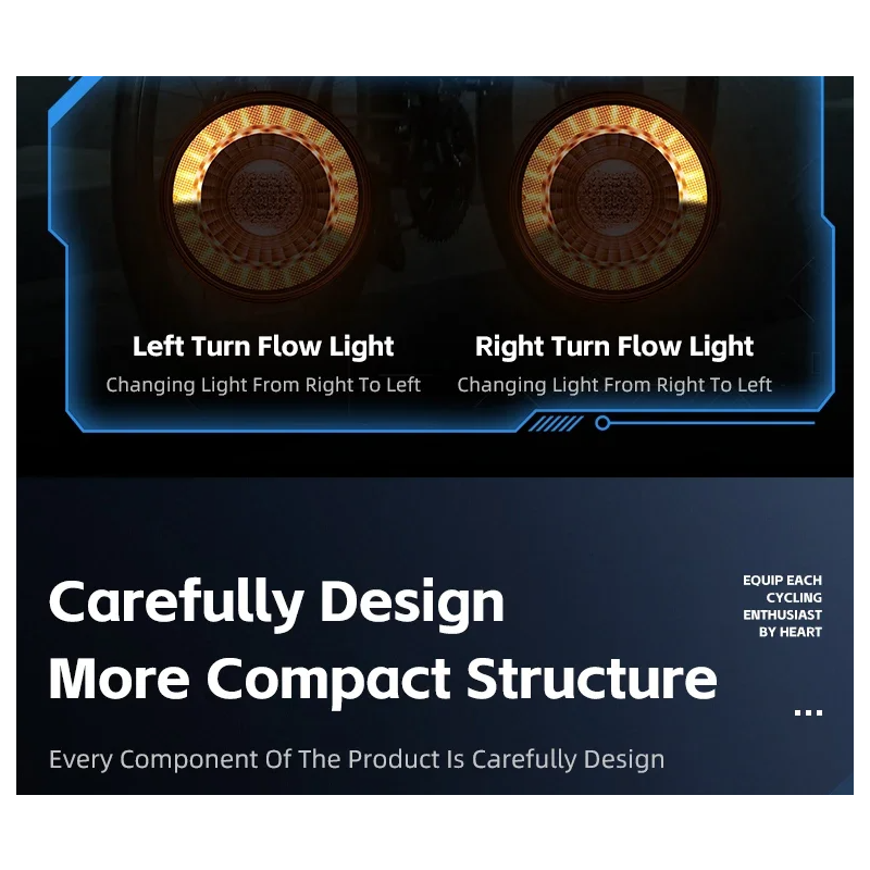 Luz trasera versátil para bicicleta, luz de freno inteligente recargable, luces direccionales con Control remoto inalámbrico, Flash colorido
