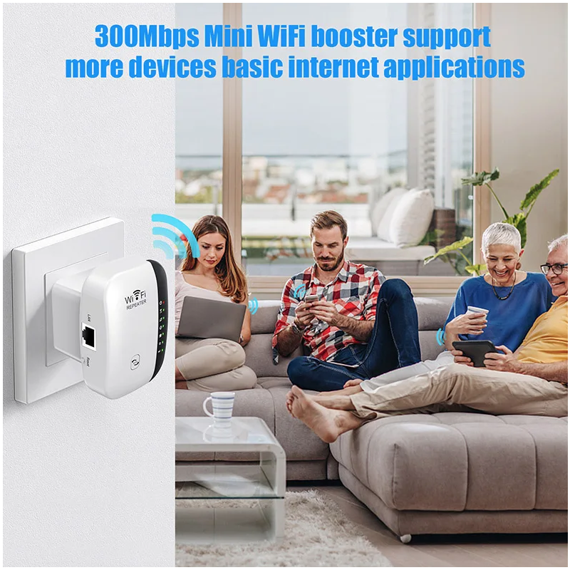 Repetidor Wifi Amplificador de Señal Inalámbrico Mejorador de Red Extendida Enrutador Doméstico A Través de la Pared Dormitorio Recibir Móvil