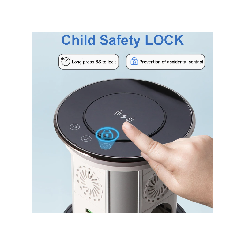 Enchufes eléctricos de elevación, salida retráctil motorizada de sobremesa oculta con carga inalámbrica USB, estándar de la UE