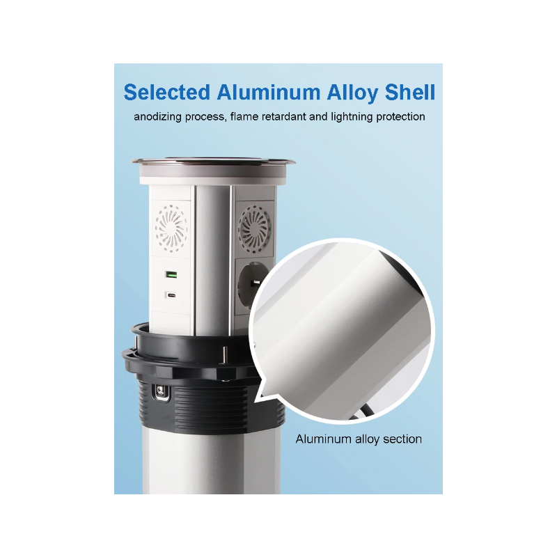 Enchufes eléctricos de elevación, salida retráctil motorizada de sobremesa oculta con carga inalámbrica USB, estándar de la UE