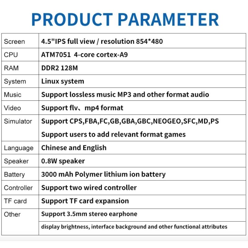 POWKIDDY X39pro pantalla IPS de 4,3 pulgadas consola de videojuegos portátil X39 juego Retro PS1 compatible con controladores con cable