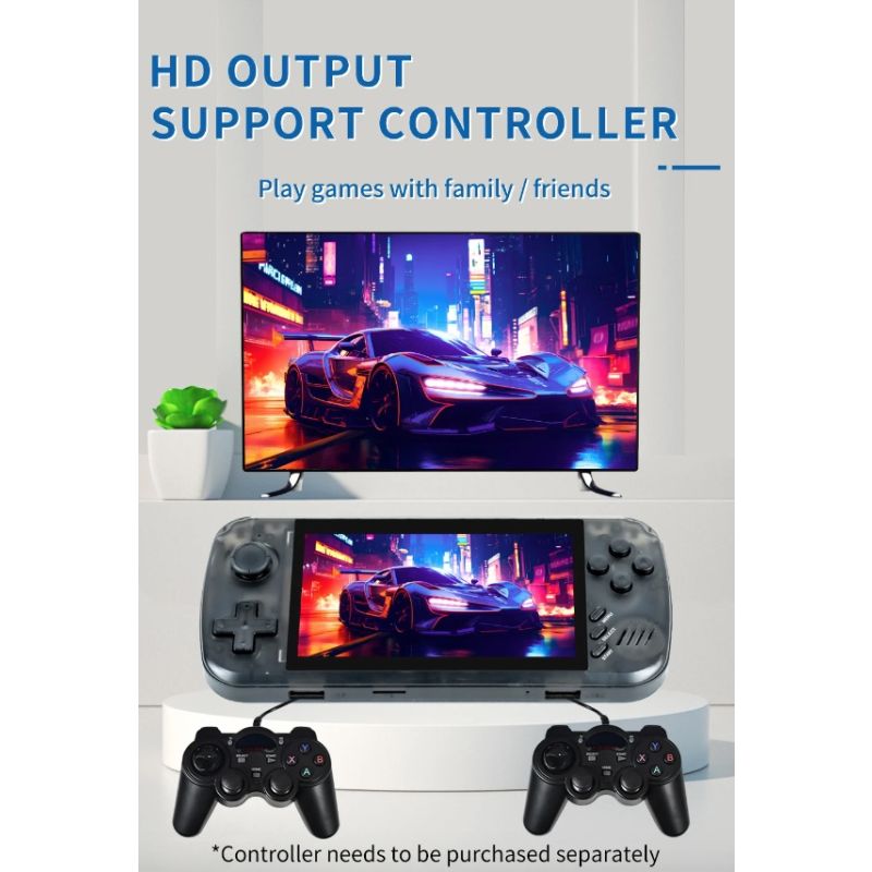 POWKIDDY X39pro pantalla IPS de 4,3 pulgadas consola de videojuegos portátil X39 juego Retro PS1 compatible con controladores con cable