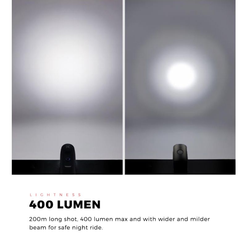 XOSS XL-400 bicicleta luz faro impermeable USB recargable carretera MTB lámpara delantera bicicleta Flash luz