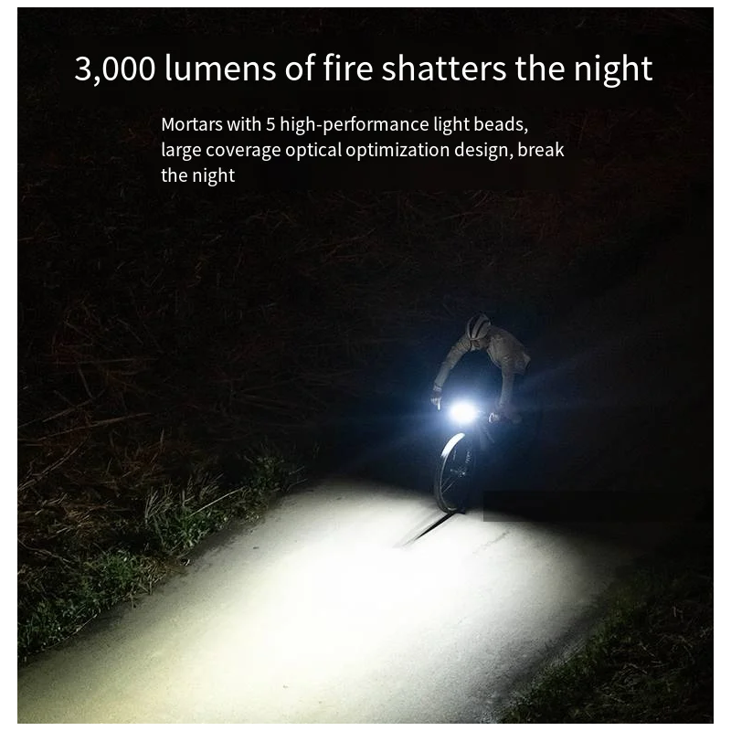 Luz delantera para bicicleta XOSS XL3000 de 3000 lúmenes, resistente al agua, recargable, tipo C