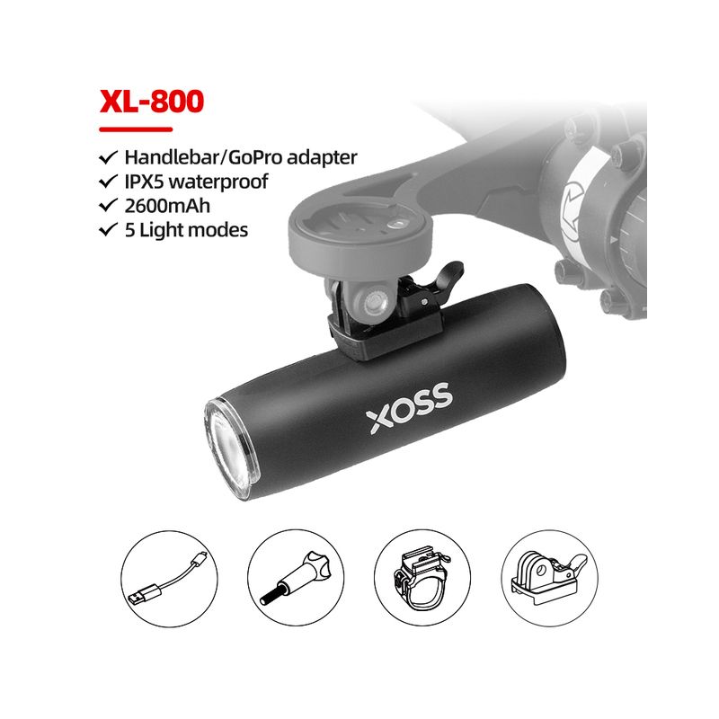 XOSS Bike Light Headlight 800Lm Impermeable USB Recargable MTB Front Lamp Head Lights Bicicleta Flash Torch