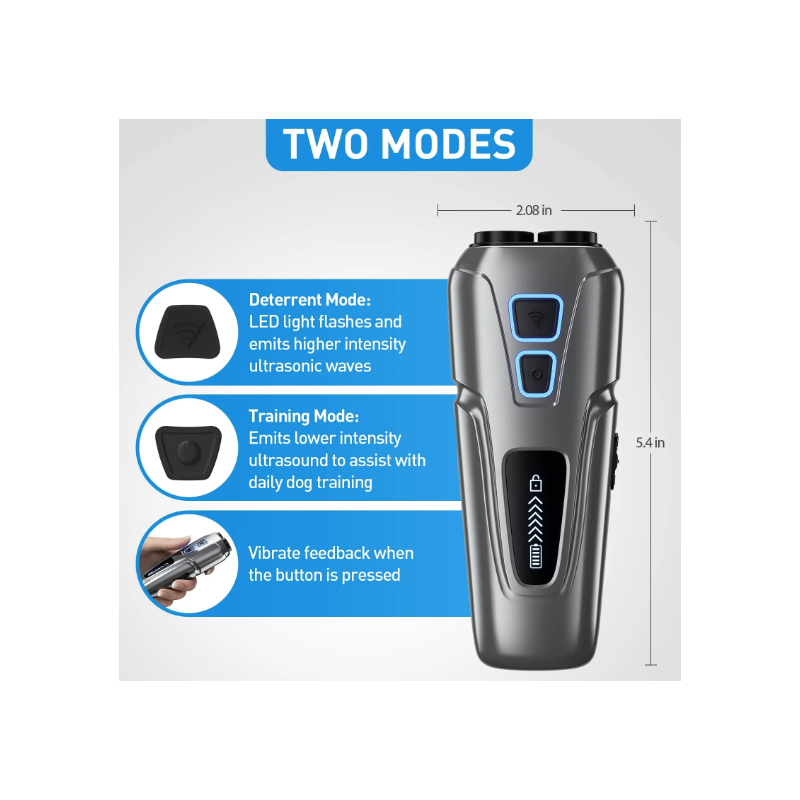 Repelente ultrasónico de perros, dispositivo disuasorio, antiladridos, Control de parada, entrenamiento de ladridos, repelente de perros de alta potencia con linterna LED